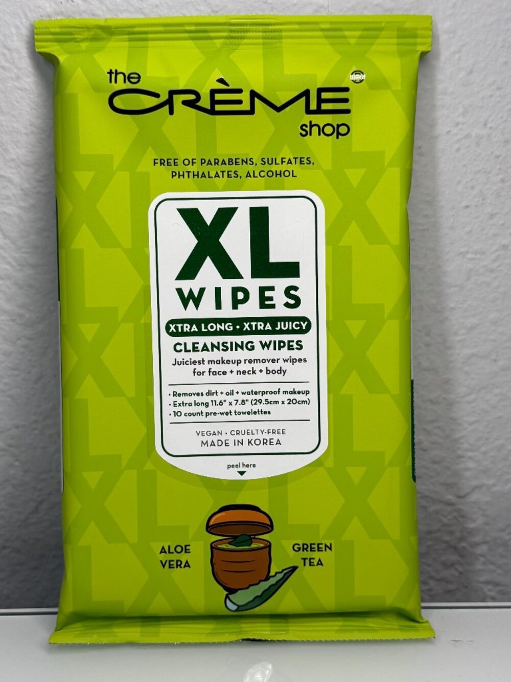 The Creme Shop XL Cleansing Wipes Aloe Vera Green Tea Makeup Remover 10 Count